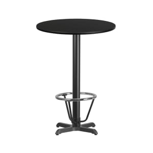 916-XR30BT2222B3CFR 30" Round Bar Height Table - Black Laminate Top, Cast Iron Base