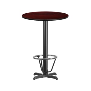 916-XR30MT2222B3CFR 30" Round Bar Height Table - Mahogany Laminate Top, Cast Iron Base
