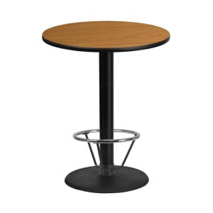 916-XR36NTR24B4CFR 36" Round Bar Height Table - Natural Laminate Top, Cast Iron Base