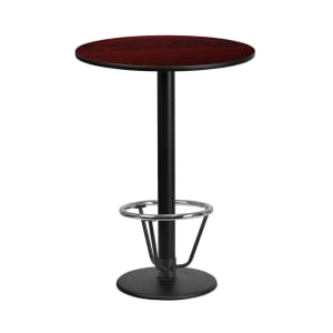 916-XR24MTR18B3CFR 24" Round Bar Height Table - Mahogany Laminate Top, Cast Iron Base