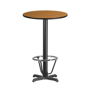 916-XR24NT2222B3CFR 24" Round Bar Height Table - Natural Laminate Top, Cast Iron Base