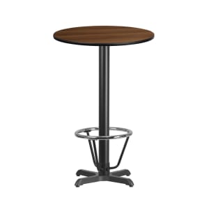 916-XR24WT2222B3CFR 24" Round Bar Height Table - Walnut Laminate Top, Cast Iron Base