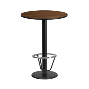 916-XR24WTR18B3CFR 24" Round Bar Height Table - Walnut Laminate Top, Cast Iron Base