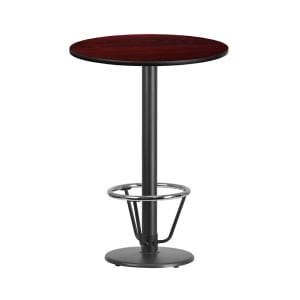 916-XR30MTR18B3CFR 30" Round Bar Height Table - Mahogany Laminate Top, Cast Iron Base