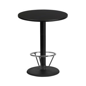 916-XR36BTR24B4CFR 36" Round Bar Height Table - Black Laminate Top, Cast Iron Base