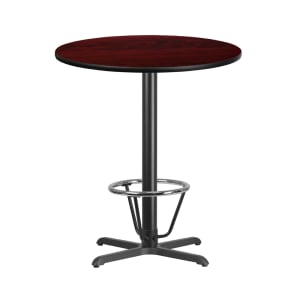 916-XR36MT3030B3CFR 36" Round Bar Height Table - Mahogany Laminate Top, Cast Iron Base