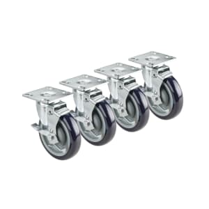 381-28115S 4 Piece Universal Plate Caster Set w/ 4" Wheels, 3 1/2" x 3 1/2"
