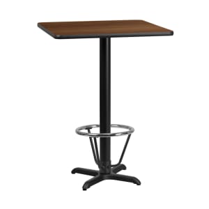 916-XW2424T2222B3CFR 24" Square Bar Height Table - Walnut Laminate Top, Cast Iron Base