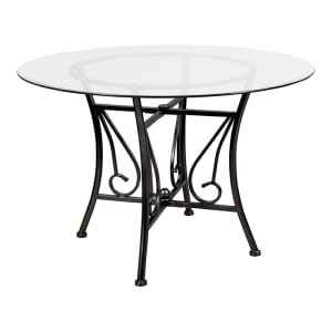 916-XUTBG17GG 45" Round Princeton Dining Table w/ Glass Top - 29"H, Metal Frame, Black