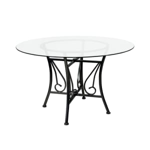 916-XUTBG16GG 48" Round Princeton Dining Table w/ Glass Top - 29"H, Metal Frame, Black