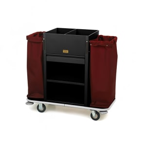 650-2210 Housekeeping Cart w/ (2) Shelves & (2) Bags - 24"L x 19"W x 36"H, Pla...