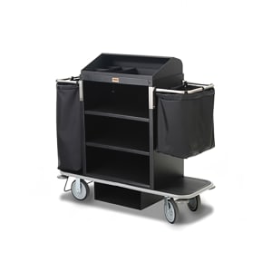 650-2120 Housekeeping Cart w/ (3) Shelves - 30"W x 19"D x 36"H, Steel, Black