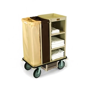 650-2141 Housekeeping Cart w/ (3) Shelves & Double Bag Handle - 18"L x 18"W x 36&qu...