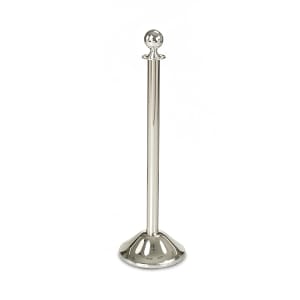 650-2735 40 3/4"H Crowd Control Stanchion w/ Hook Ring & Ball Finial - Polished Stainless Steel