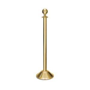 650-2736 40 3/4"H Crowd Control Stanchion w/ Hook Ring & Ball Finial - Brushed Stainless Brass