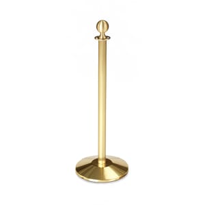 650-2746 40 3/4"H Crowd Control Stanchion w/ Hook Ring & Ball Finial - Brushed Stainless Brass