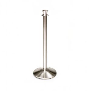 650-2740 39"H Crowd Control Stanchion w/ Hook Ring & Drum Top - Brushed Stainless Steel