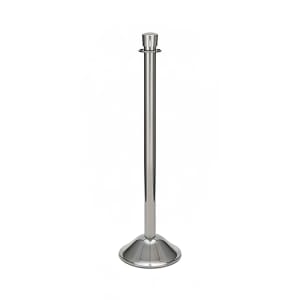 650-2731 39"H Crowd Control Stanchion w/ Hook Ring & Drum Top - Polished Stainless Steel