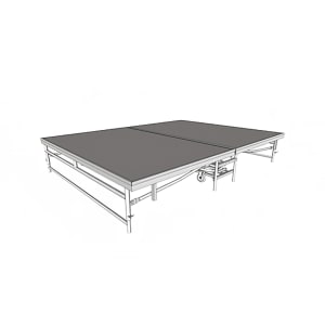 650-4150 Dual Height Stage w/ Carpeted Deck & Black Steel Frame - 6 ft x 8 ft x 16" to 24"H