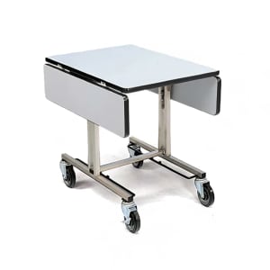 650-4962 Room Service Table w/ (2) Tri Fold Drop Leaves - 35 1/2"L x 39"W, Laminate/Stainless Steel