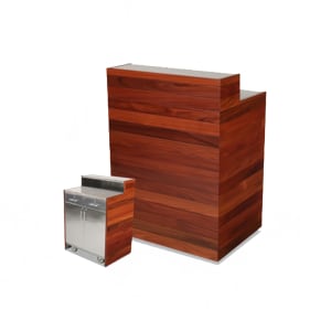 650-5941 34 1/2"W Host Station w/ Avonite Top - 48 1/2"H, Wood/Stainless Steel