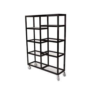 650-6570PS Mobile Display Tower w/ (8) Glass Shelves & Stainless Steel Frame - 48"L x 14...