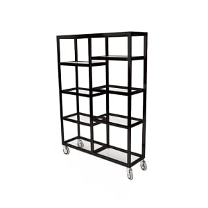 650-6570PAINTED Mobile Display Tower w/ (8) Glass Shelves & Steel Frame - 48"L x 14&quot...