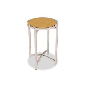 650-7025L36 24" Round Collapsible Table w/ Laminate Top & Brushed Steel Frame - 36"H