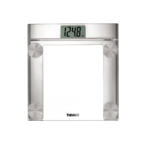 141-TH360WH Digital Glass Scale w/ 400 lb Capacity - 13 1/4" x 14 1/2", Chrome