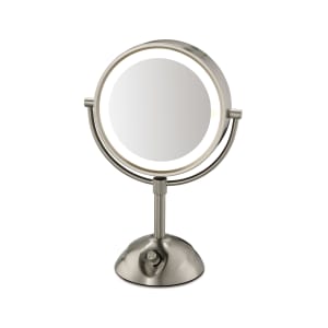 141-BE103WH Tabletop Lighted Vanity Mirror - 8 1/2"D x 15 3/4"H, Satin Nickel, 120v