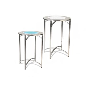 650-7033LED48 30" Round Collapsible Table w/ LED Light - Steel/Acrylic Top & Brushed Steel Frame, 48"H