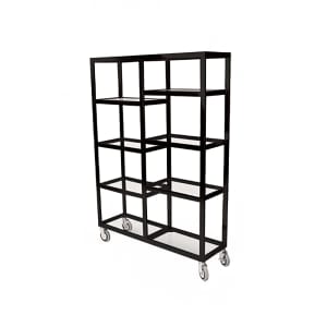 650-657036PS Mobile Display Tower w/ (6) Glass Shelves & Stainless Steel Frame - 48"L x...