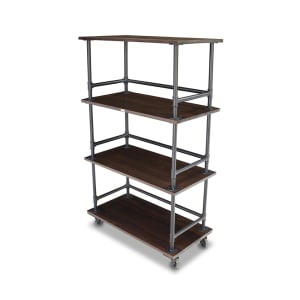 650-65435 Mobile Display Tower w/ (3) Steel Shelves & Steel Pipe Frame - 60"L x 24"W x 78"H