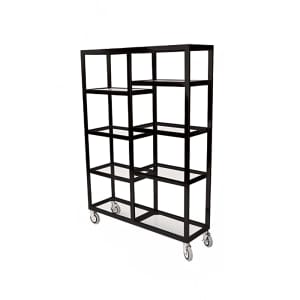 650-657036PAINTED Mobile Display Tower w/ (6) Glass Shelves & Steel Frame - 48"L x 14"W x 36"H