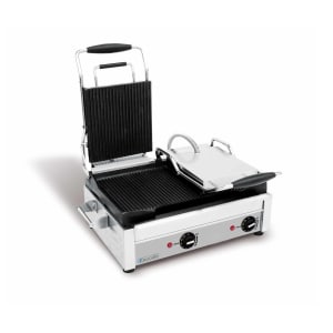 027-SFE02365240 Double Commercial Panini Press w/ Cast Iron Grooved Plates, 240v/1ph