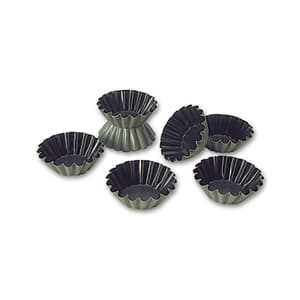 347-330647 Exopan® 3 1/2" Round Small Flute Brioche Mold - 1 1/4"H, Non-Stick, Steel
