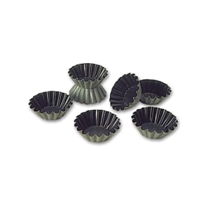347-330645 Exopan® 3" Round Small Flute Brioche Mold - 1"H, Non-Stick, Steel