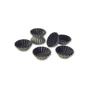 347-330646 Exopan® 3 1/6" Round Small Flute Brioche Mold - 1 1/6"H, Non-Stick, Steel