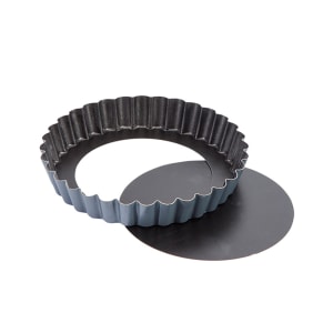 347-331684 Exopan® 9 7/8" Round Fluted Tartlet Mold w/ Removable Bottom - Non-Stick, Steel