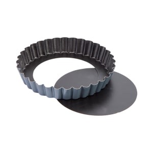 347-331683 Exopan® 9" Round Fluted Tartlet Mold w/ Removable Bottom - Non-Stick, Steel