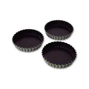 347-331613 Exopan® 4 1/8" Round Fluted Tartlet Mold w/ Removable Bottom - Non-Stick, Steel