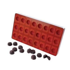 347-339013 Raspberry Fruit Jelly Mold w/ 24 Sections - Silicone, Rigid Base