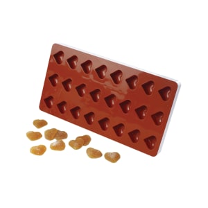 347-339016 Heart Fruit Jelly Mold w/ 24 Sections - Silicone, Rigid Base