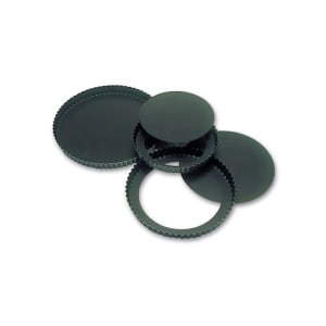 347-332228 Exopan® 11 3/4" Round Fluted Tart Mold w/ Removable Bottom - Non-Stick, Steel