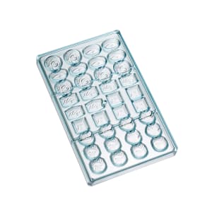 347-380104 Various Shape Chocolate Mold w/ 36 Sections - Polycarbonate, Transparent