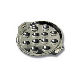 347-613281 6 1/4" Round Escargot Plate - 12 Holes, Stainless Steel