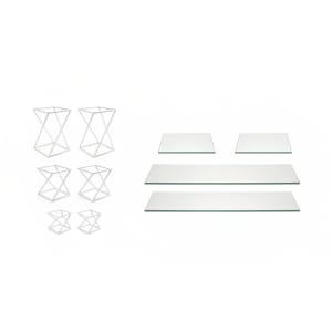 872-BST035MUM28 10 Piece B³ Buffet Building Blocks® Riser Set - Glass/ White Iron