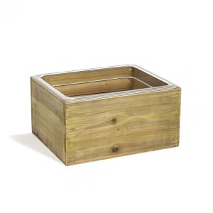 872-BHO148NAW20 Rectangular Ice Housing / Pan Set - 12 3/4" x 10 1/2" x 6 1/2", Rustic Wood