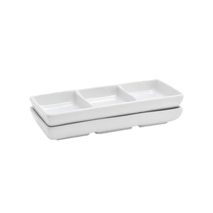 872-DSD017WHP23 Rectangular Catalyst® Dish w/ (3) 1 oz Compartments - Porcelain, White