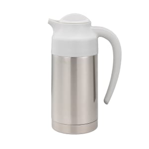 482-S2SN70WHT 7/10 liter Vacuum Creamer Carafe w/ Screw On Lid & Stainless Liner - Brushed St...